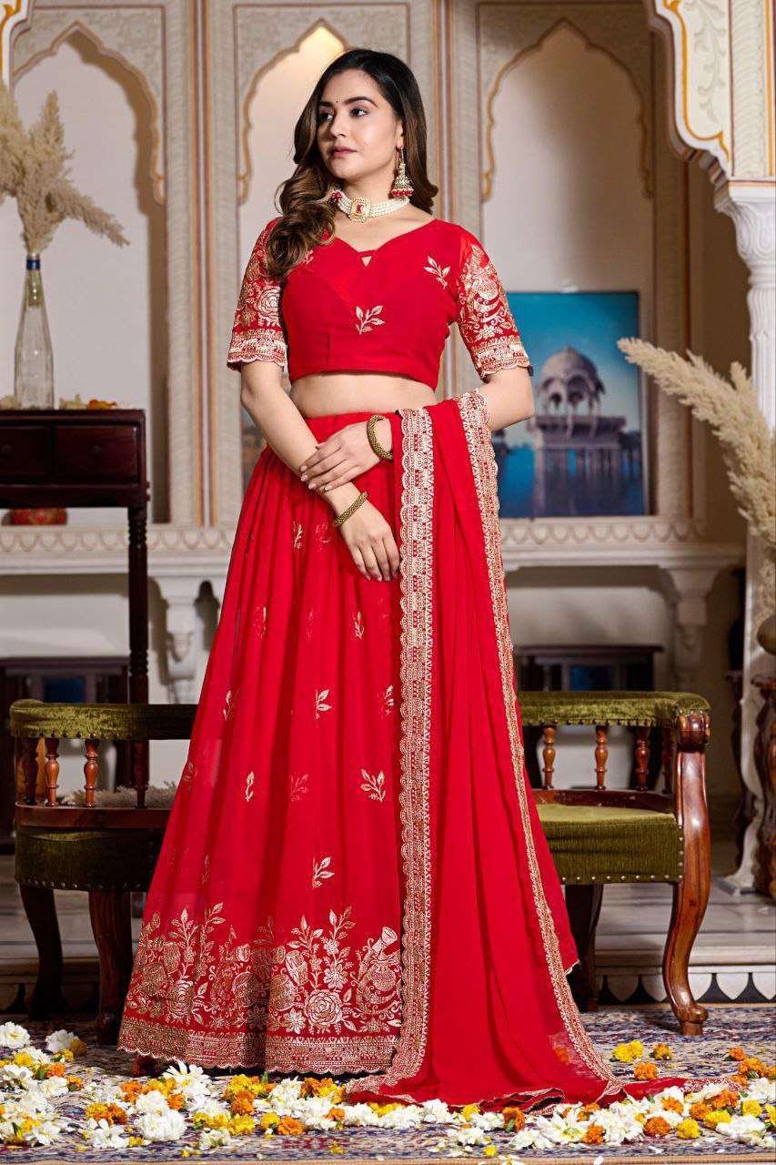 Women's Embroidered Lehenga Choli with Net Dupatta Festive & Wedding Wear Set - Image 16
