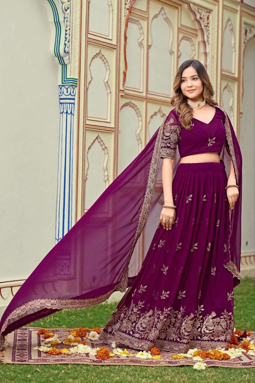 Women's Embroidered Lehenga Choli with Net Dupatta Festive & Wedding Wear Set - Image 20