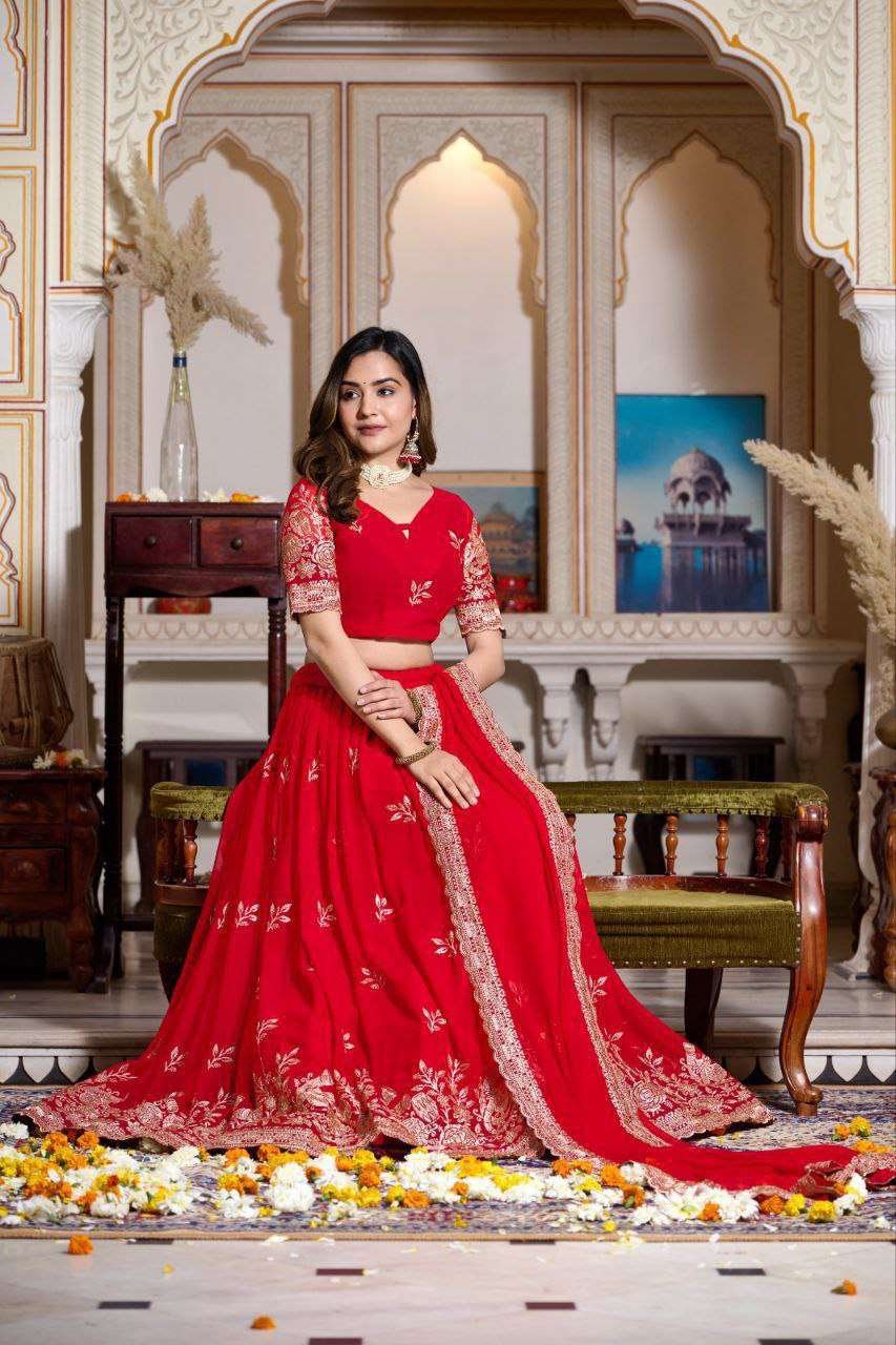 Women's Embroidered Lehenga Choli with Net Dupatta Festive & Wedding Wear Set - Image 10