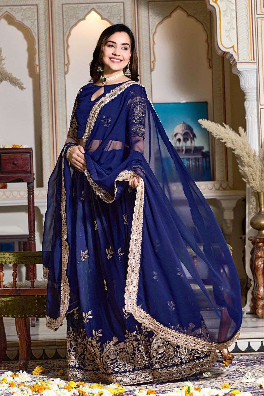 Women's Embroidered Lehenga Choli with Net Dupatta Festive & Wedding Wear Set - Image 6
