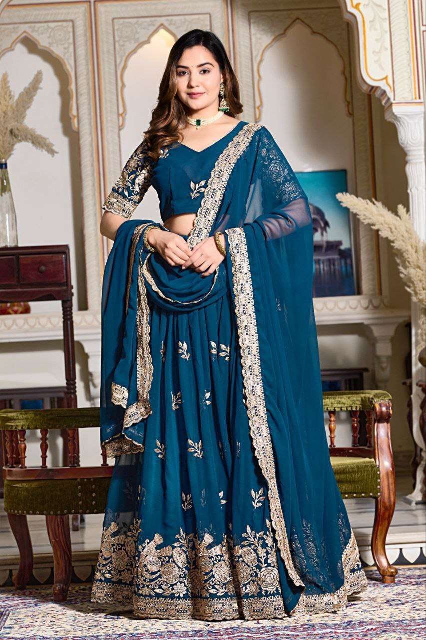 Women's Embroidered Lehenga Choli with Net Dupatta Festive & Wedding Wear Set - Image 11