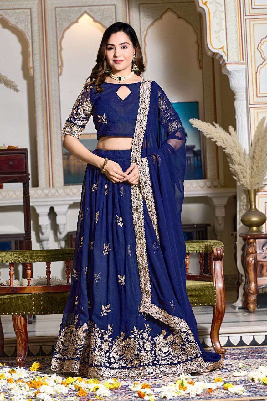 Women's Embroidered Lehenga Choli with Net Dupatta Festive & Wedding Wear Set - Image 5
