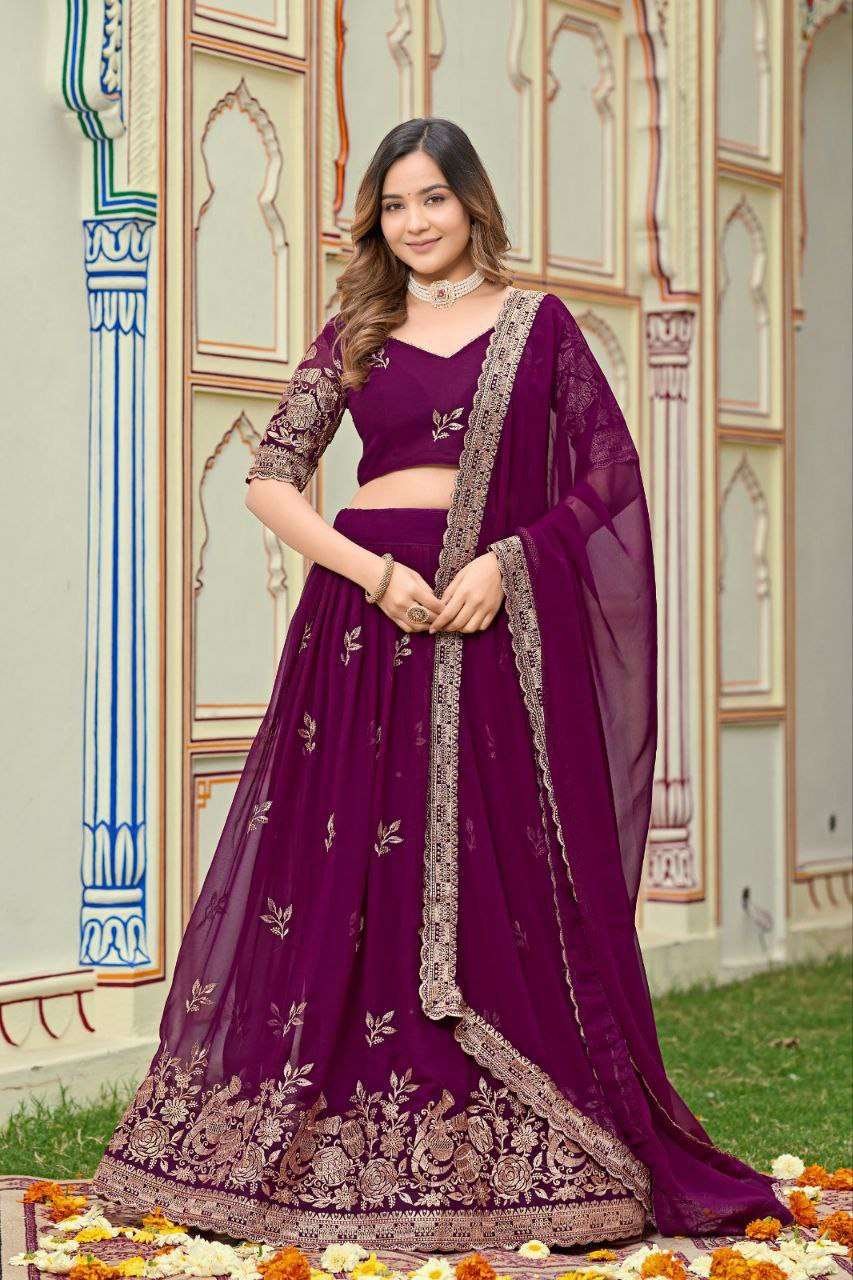 Women's Embroidered Lehenga Choli with Net Dupatta Festive & Wedding Wear Set - Image 24