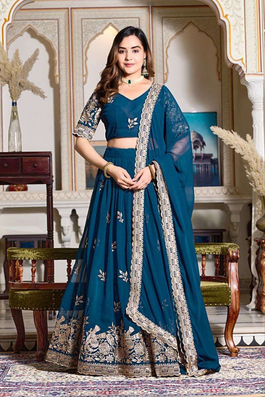 Women's Embroidered Lehenga Choli with Net Dupatta Festive & Wedding Wear Set - Image 28