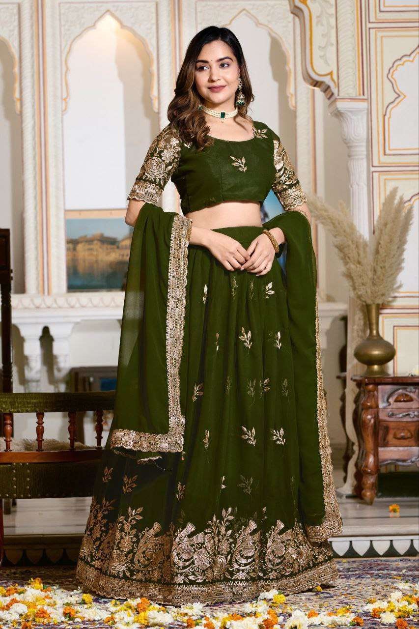Women's Embroidered Lehenga Choli with Net Dupatta Festive & Wedding Wear Set - Image 26