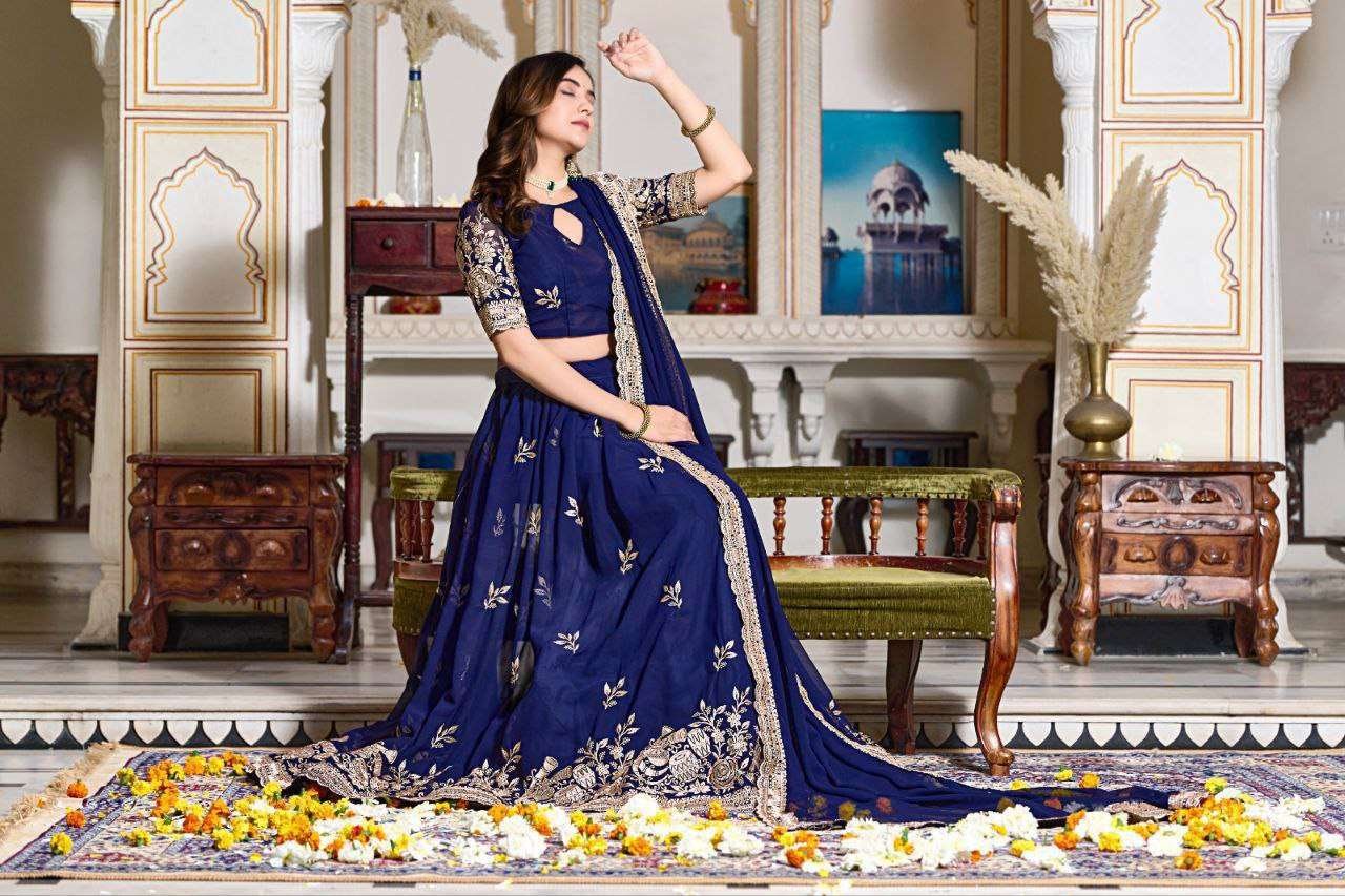 Women's Embroidered Lehenga Choli with Net Dupatta Festive & Wedding Wear Set - Image 4