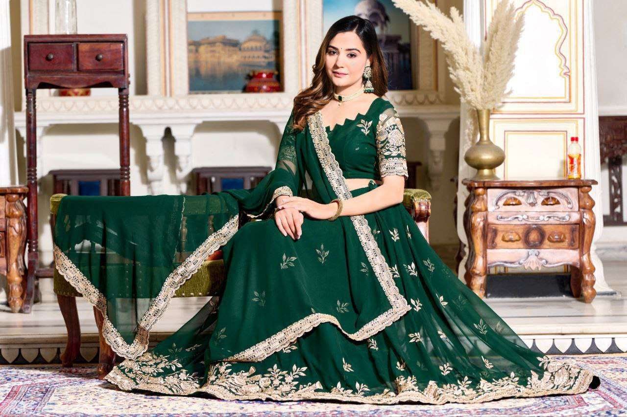 Women's Embroidered Lehenga Choli with Net Dupatta Festive & Wedding Wear Set - Image 7